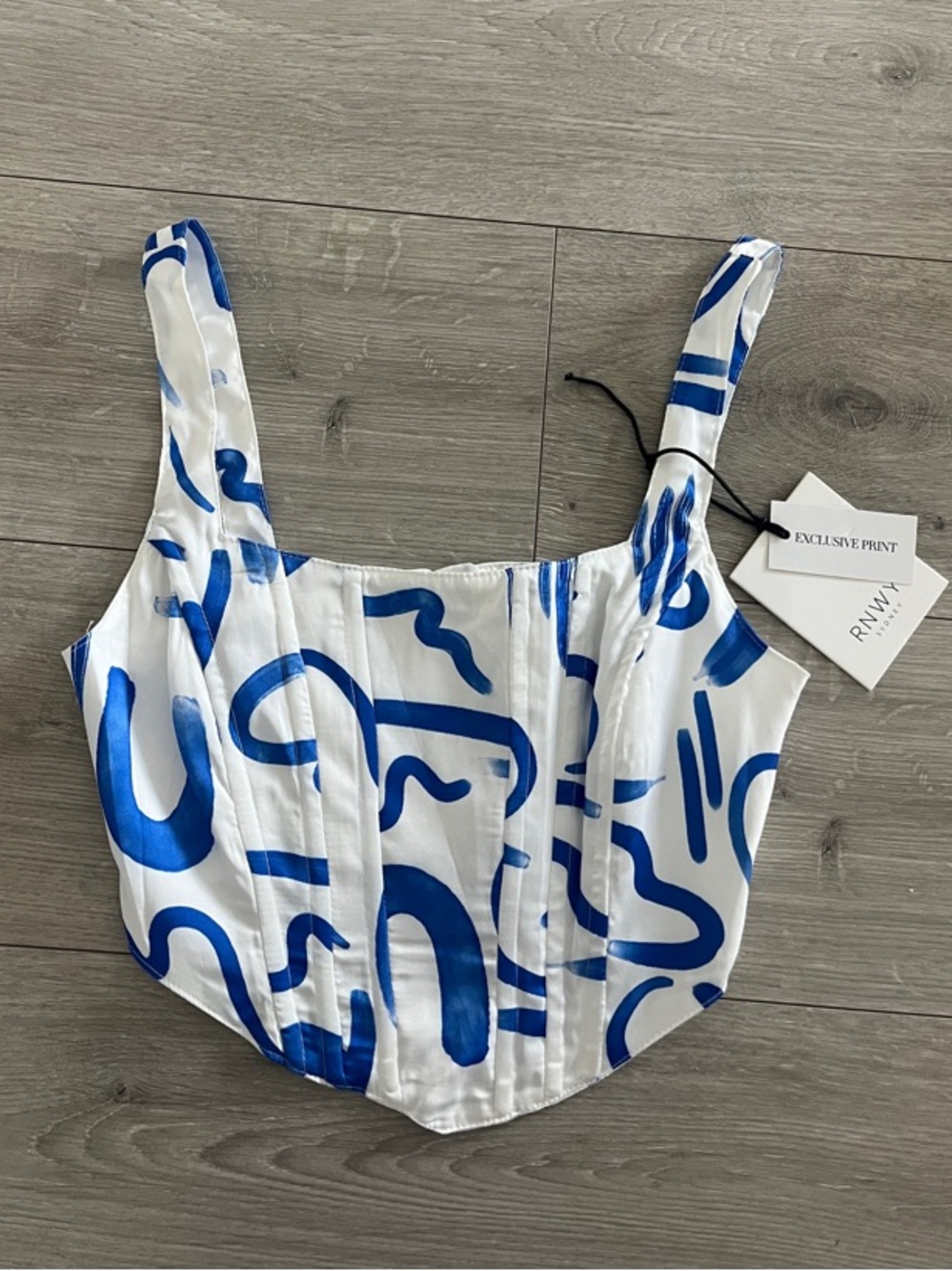 Blue & White Print CorsetTop